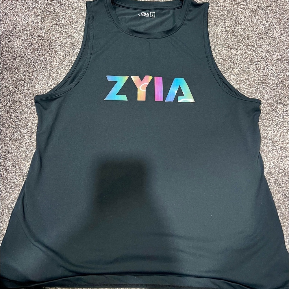 ZYIA Black Tank with Colorful Logo